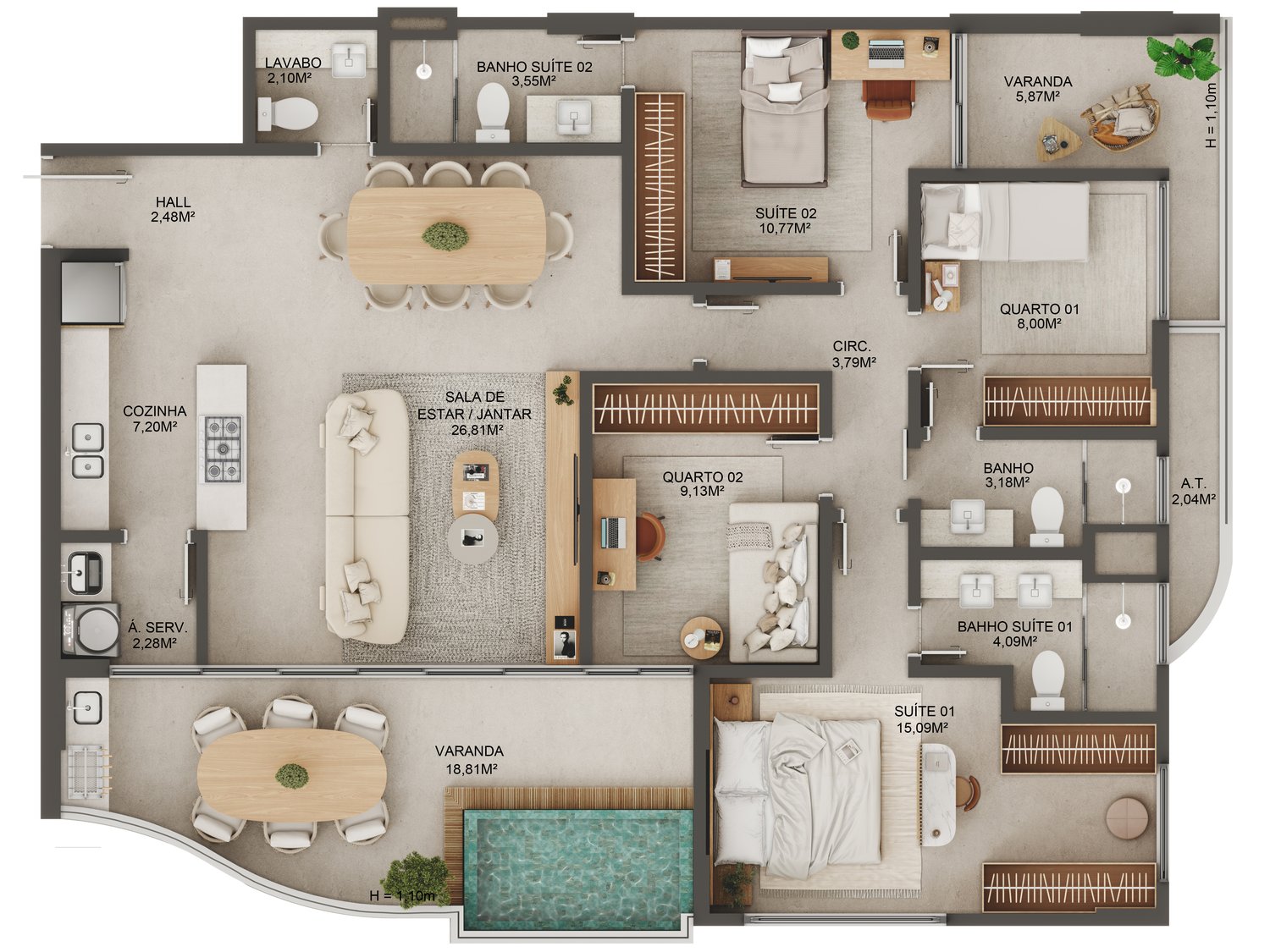 Planta Apartamento — Manami Ocean Living