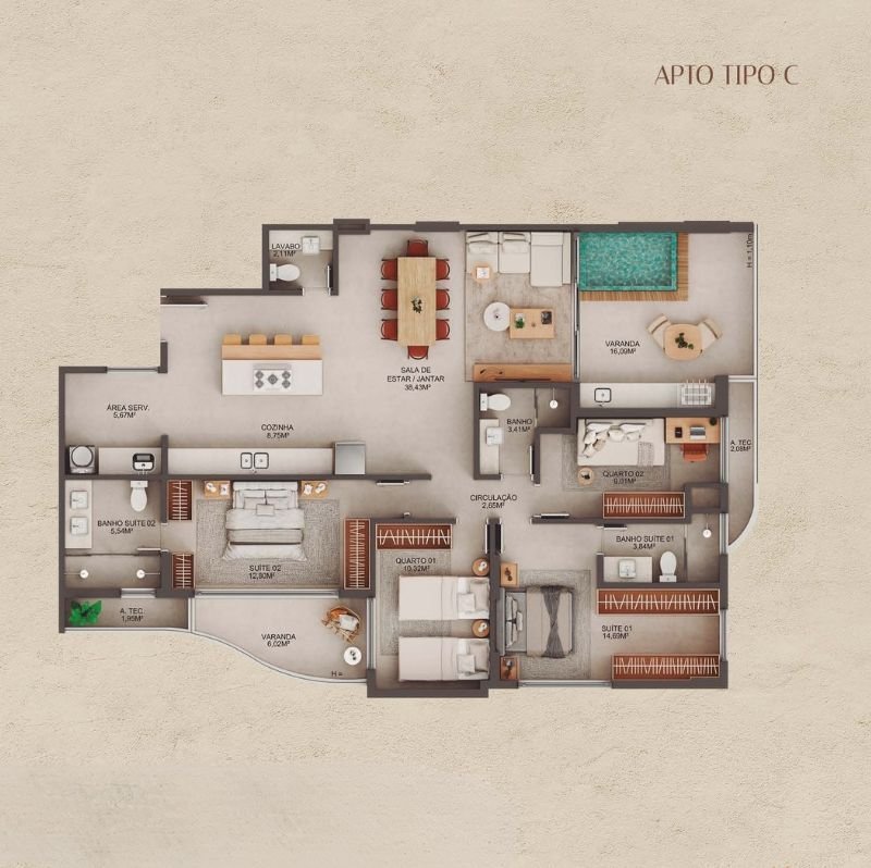 Planta Apartamento — Manami Ocean Living