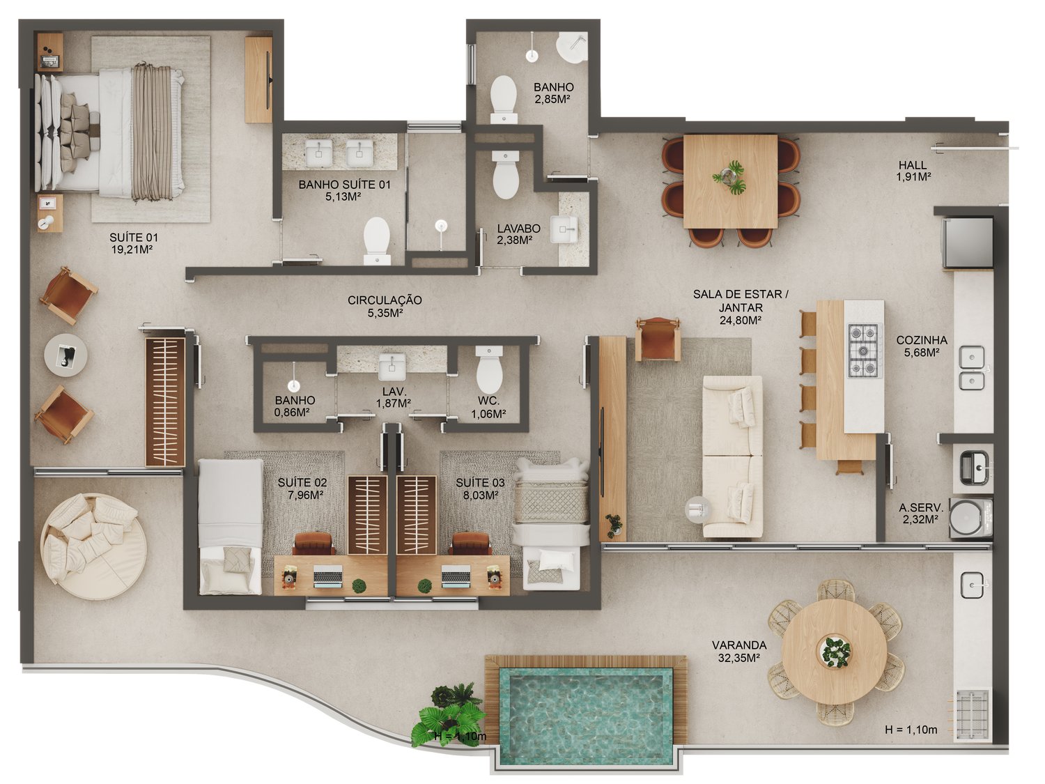 Planta Apartamento — Manami Ocean Living