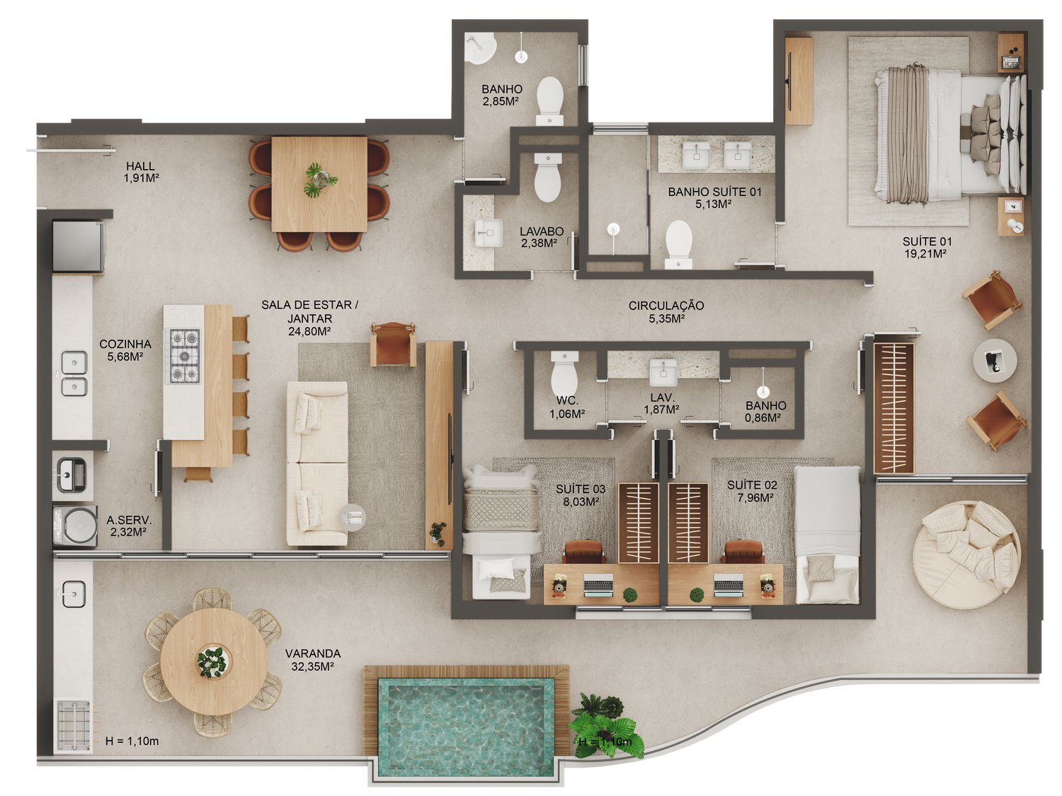 Planta Apartamento — Manami Ocean Living