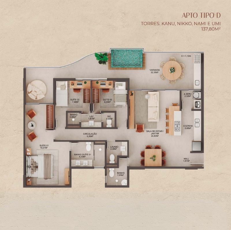 Planta Apartamento — Manami Ocean Living
