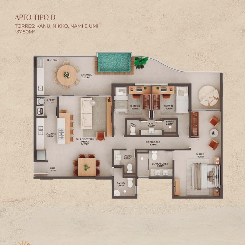 Planta Apartamento — Manami Ocean Living