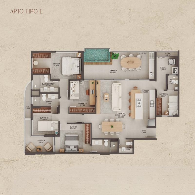 Planta Apartamento — Manami Ocean Living