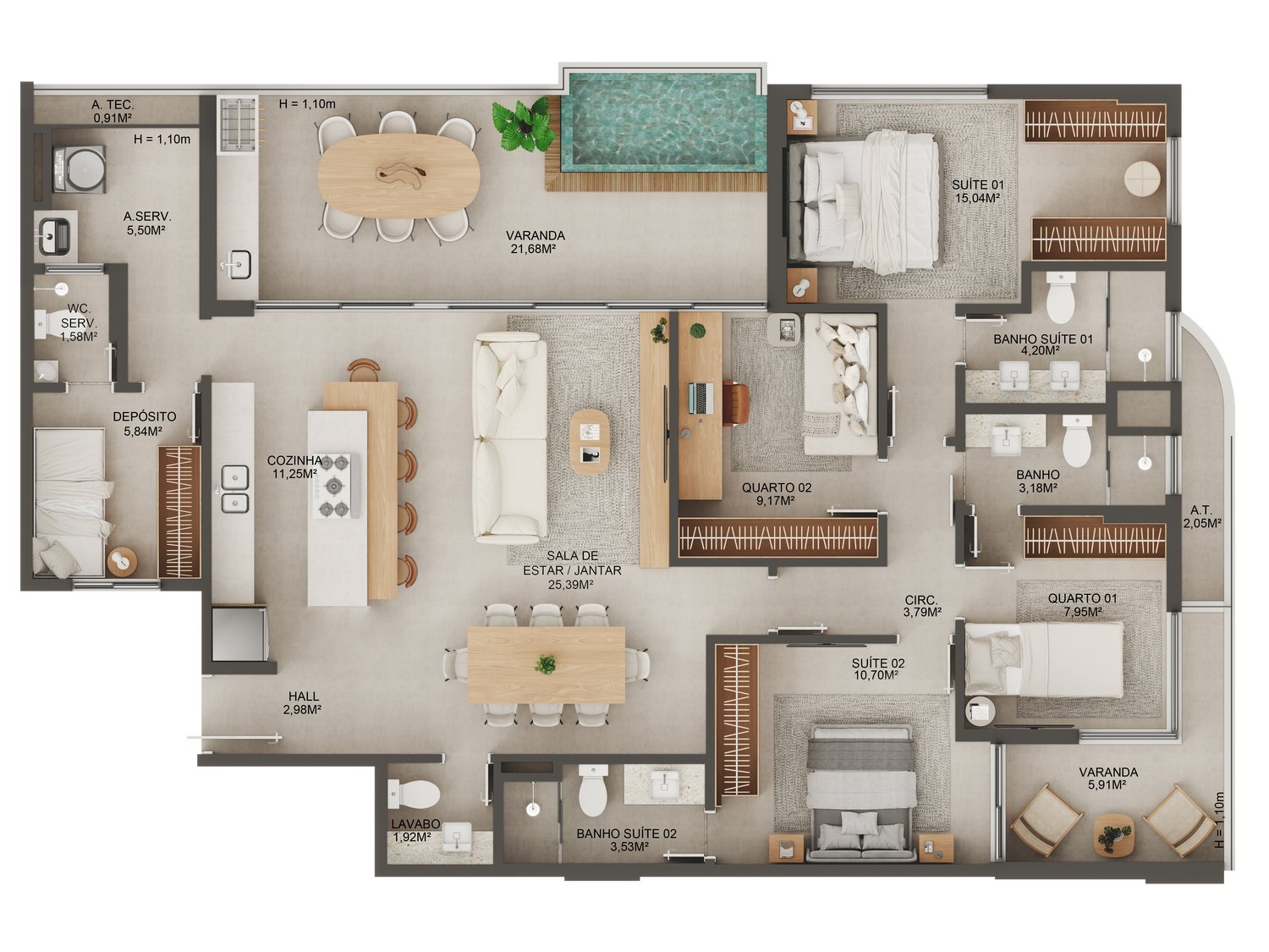 Planta Apartamento — Manami Ocean Living