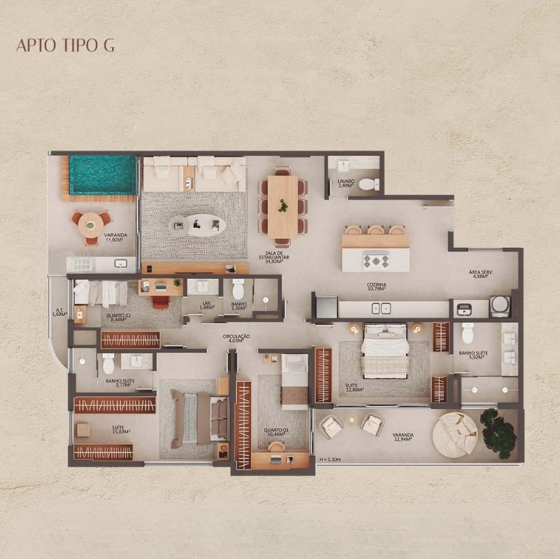 Planta Apartamento — Manami Ocean Living