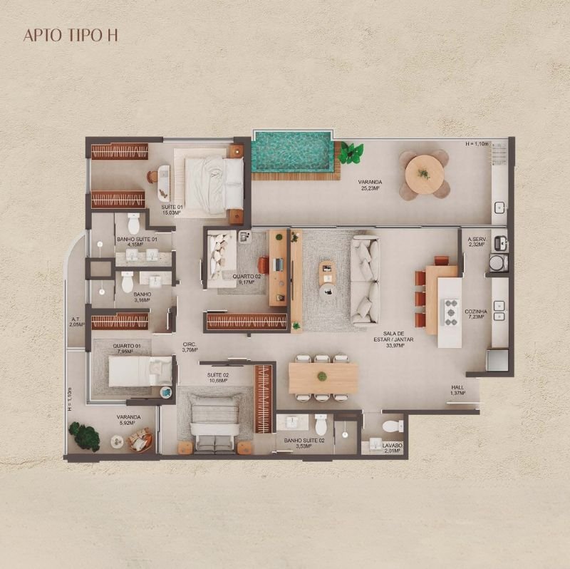 Planta Apartamento — Manami Ocean Living