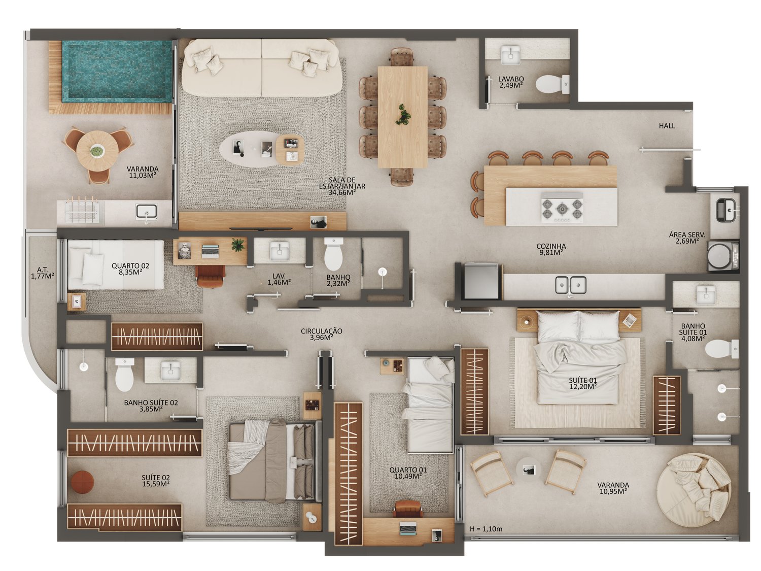 Planta Apartamento — Manami Ocean Living