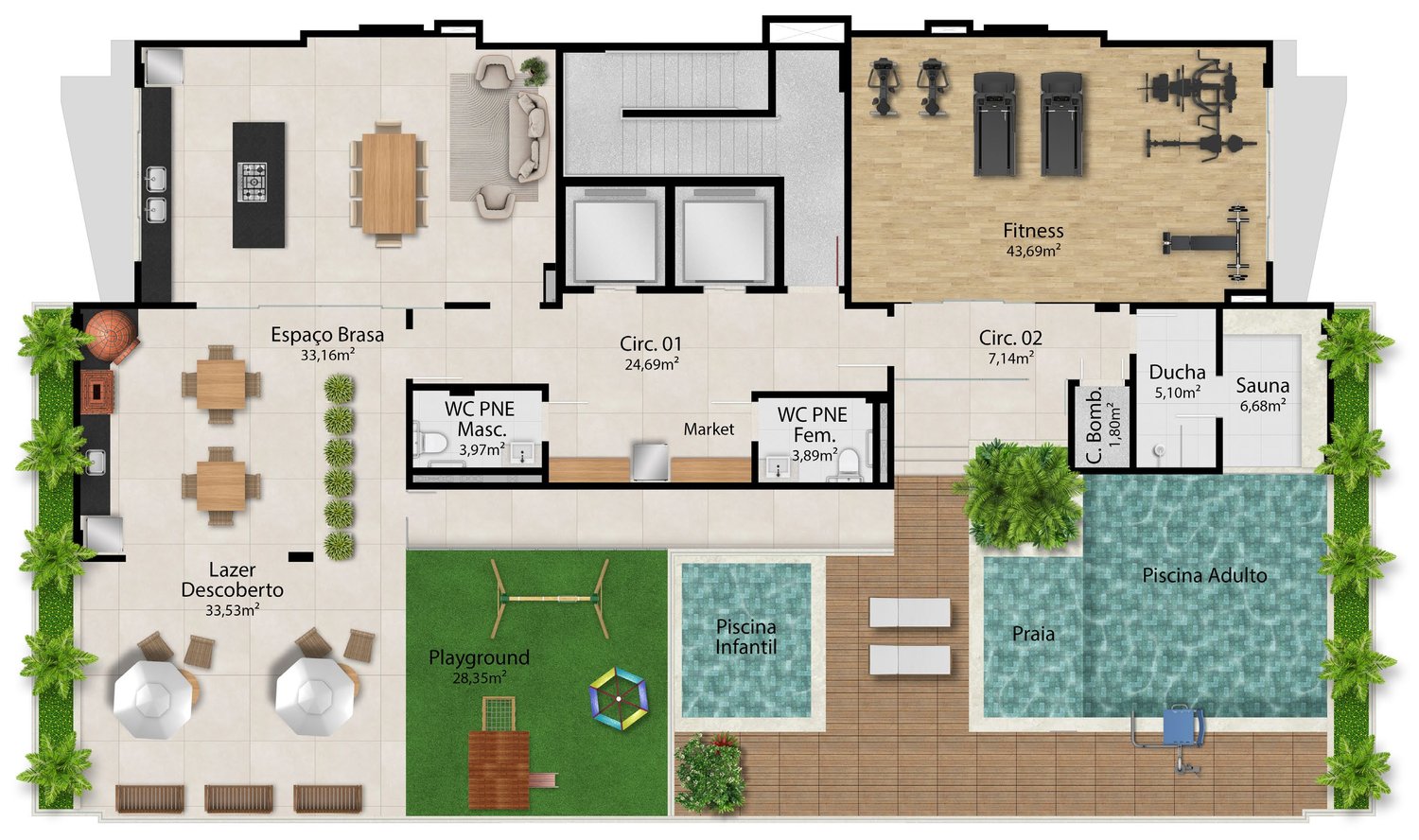 Planta 2 Quartos Com Suite — Brisas de Itapuã