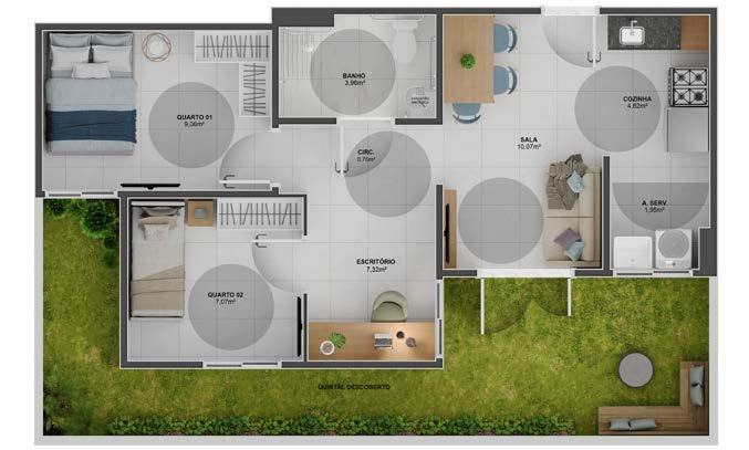 Planta 3 Quartos — Colina das Amoras Residencial Clube