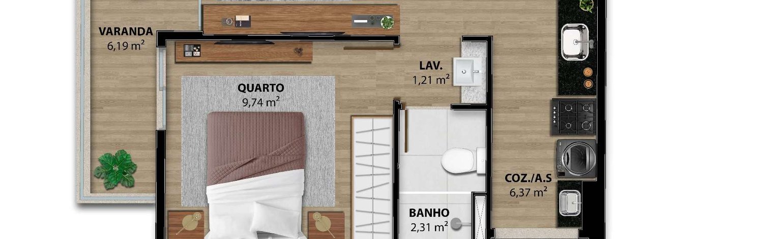 Planta 1 Quarto — Elevo Smart Living