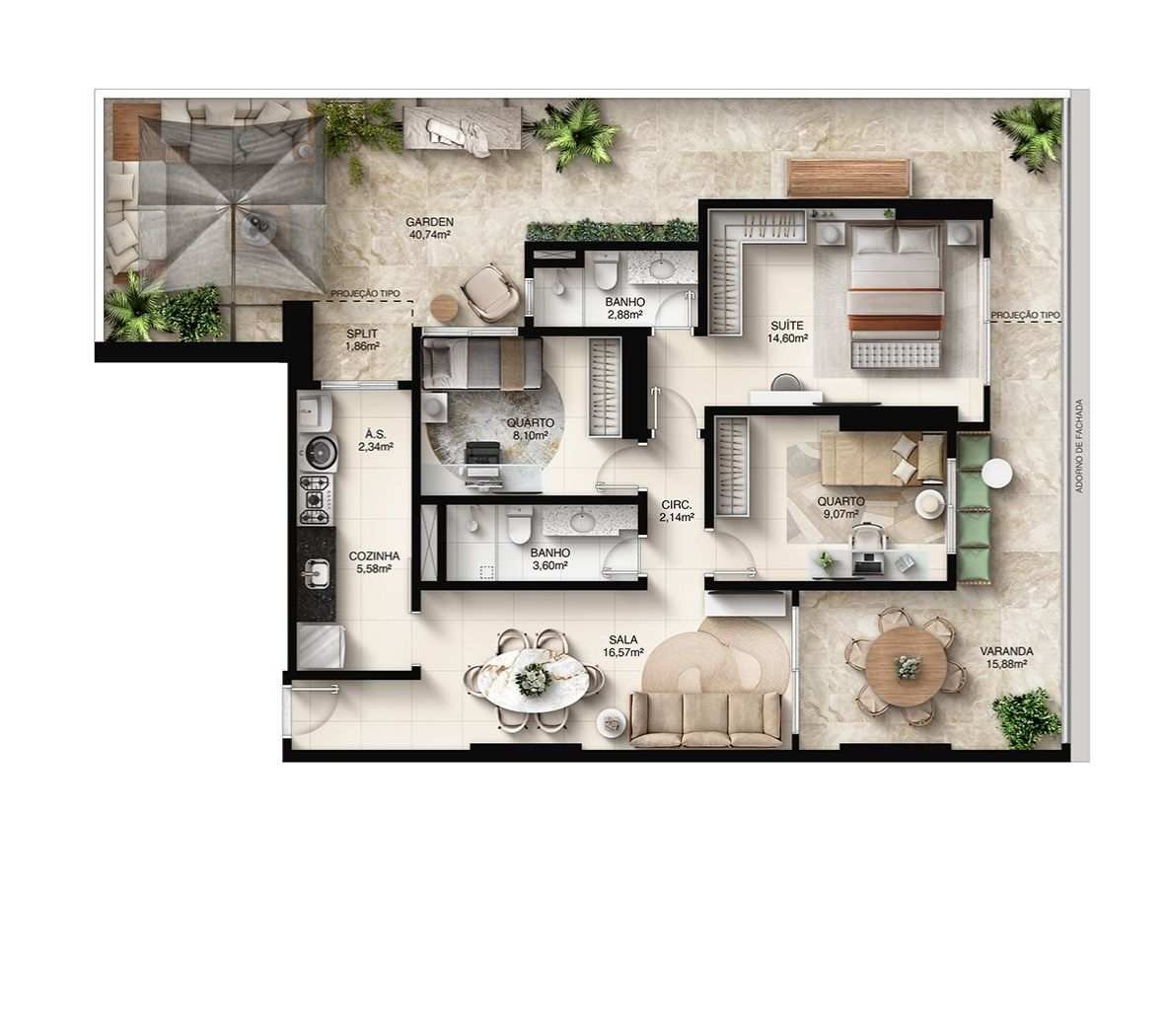 Planta Apartamento — Faena Residence