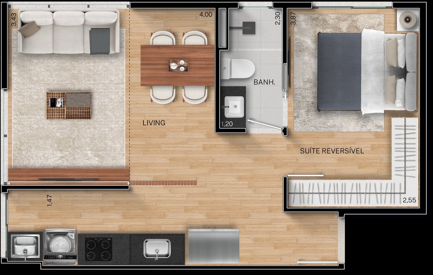 Planta Apartamento — Fit@370