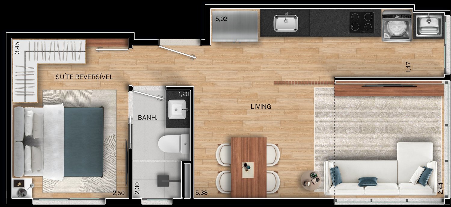 Planta Suíte + Sala — Fit@370