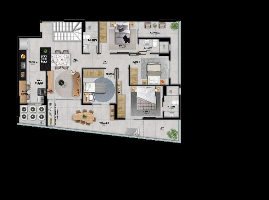 Planta 4 Quartos Com 3 Suítes - Garden — Heleganz Residence