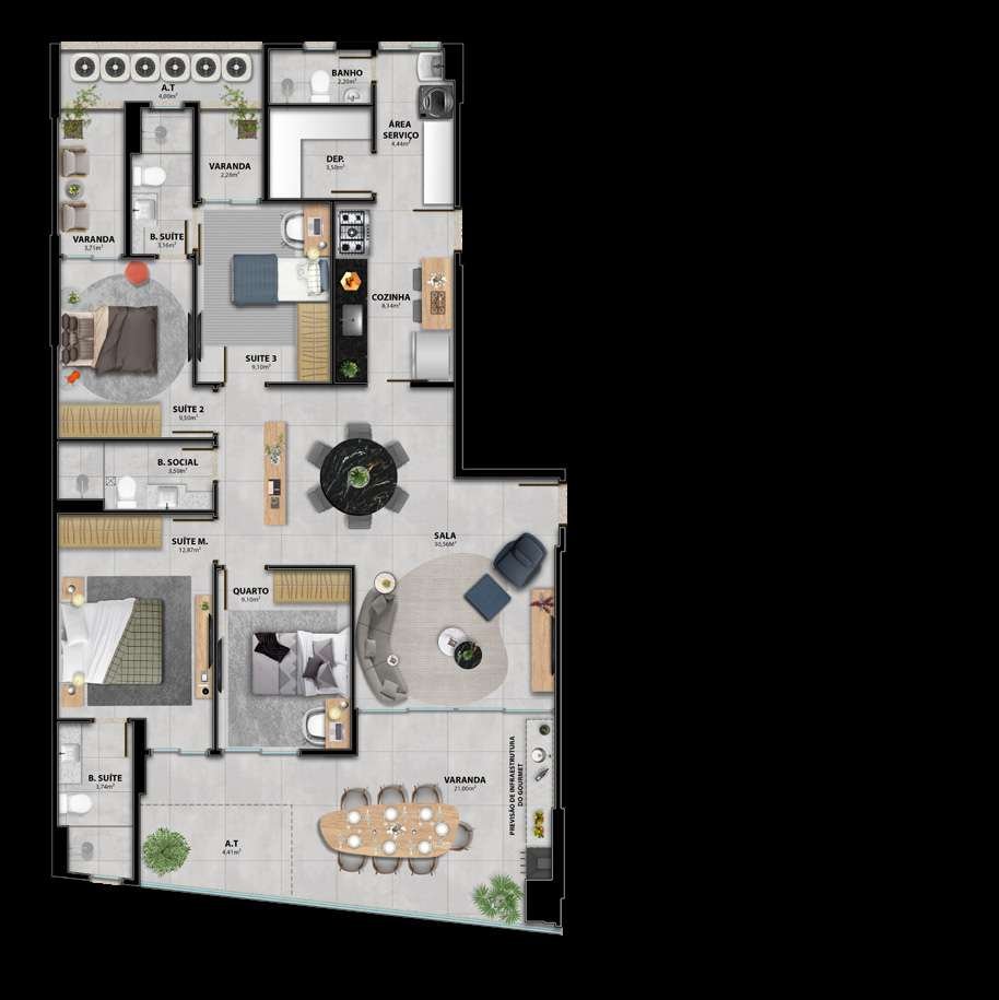 Planta Apartamento — Heleganz Residence