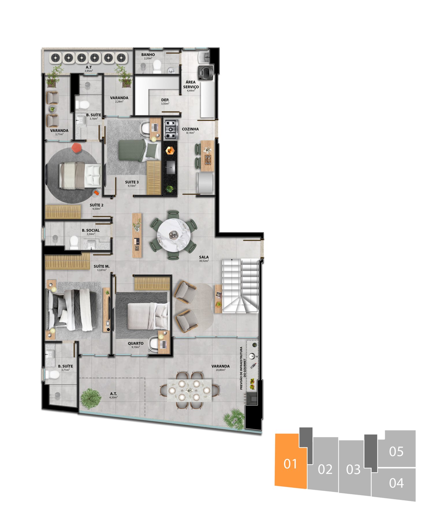 Planta Apartamento — Heleganz Residence