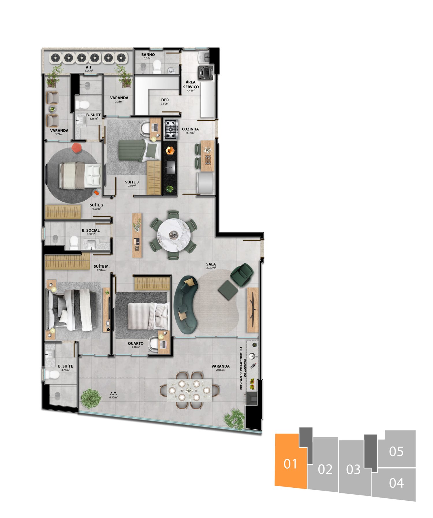 Planta Apartamento — Heleganz Residence