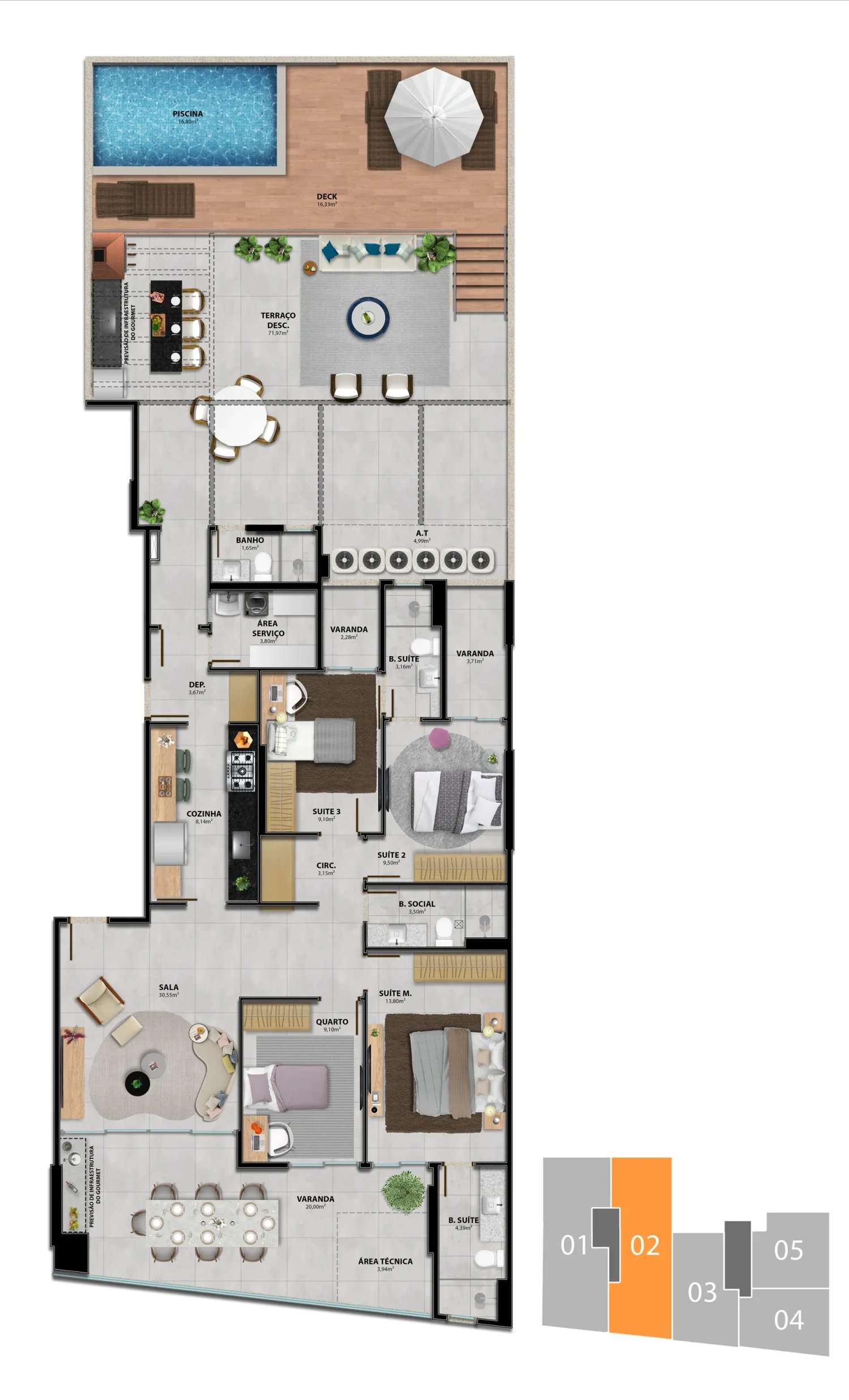 Planta 4 Quartos Com 3 Suítes - Garden — Heleganz Residence