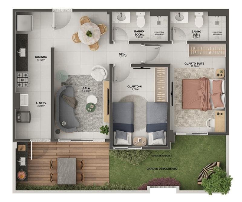 Planta 3 Quartos Com Suite — Morada Vitória Residencial Clube