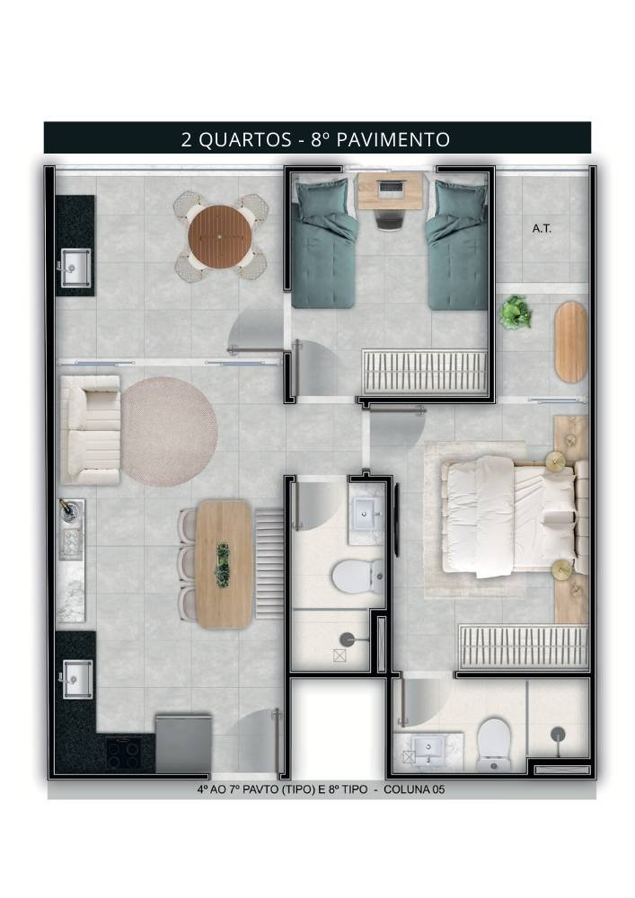 Planta 2 Quartos — Oslo Home Stay