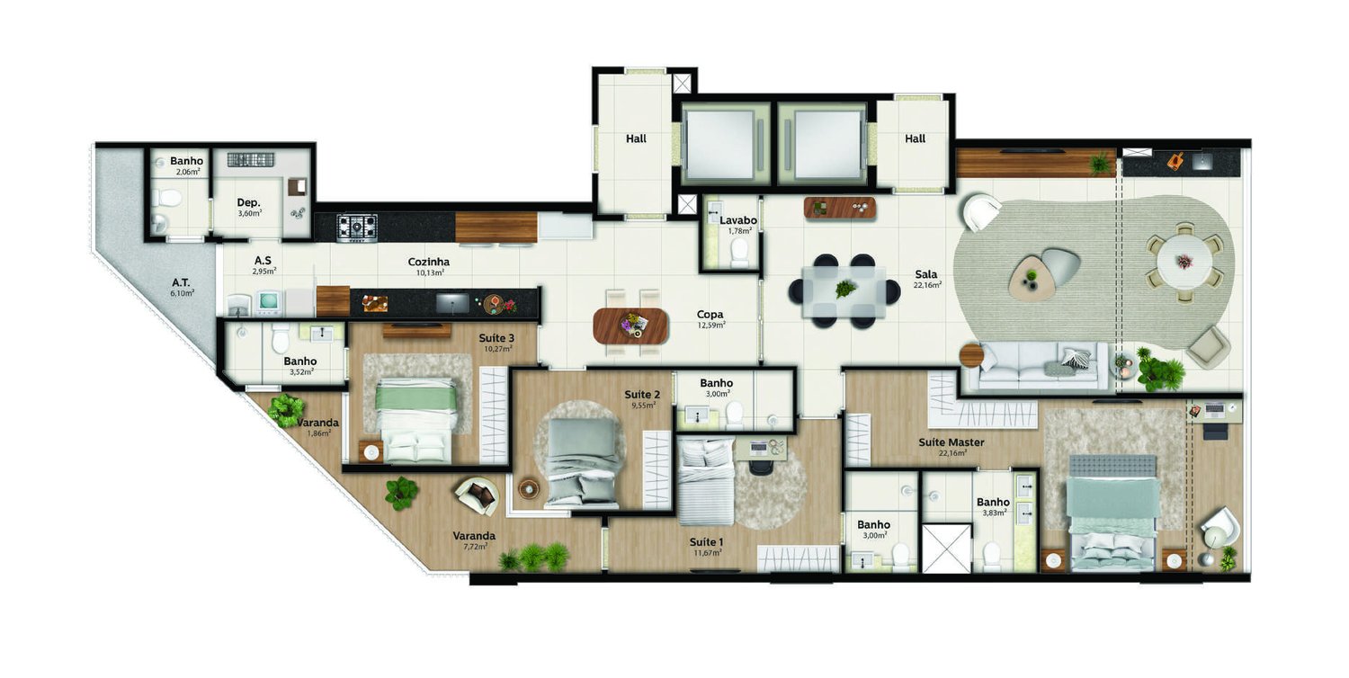 Planta Canto 01 — Praia Parque Shopping