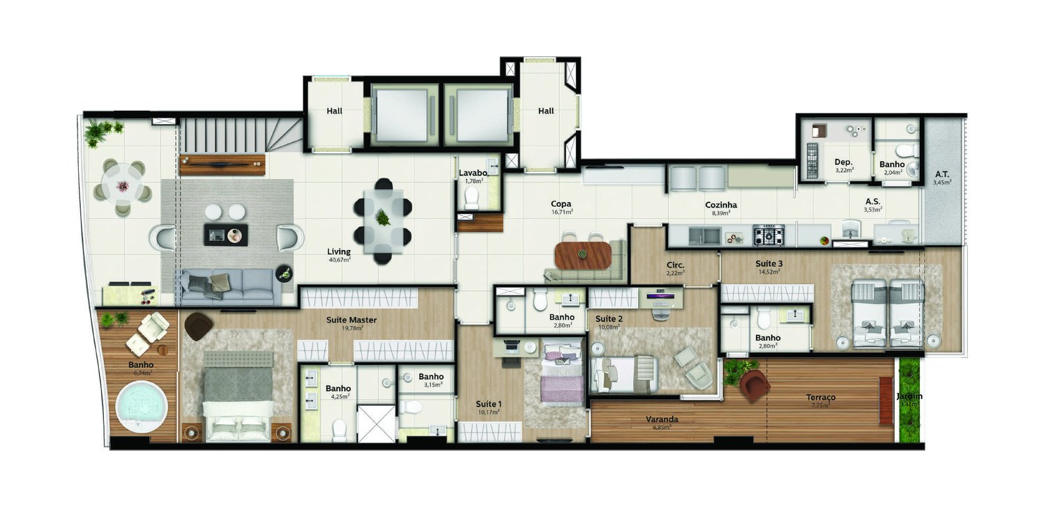 Planta Garden Duplex Convento 02 — Praia Parque Shopping