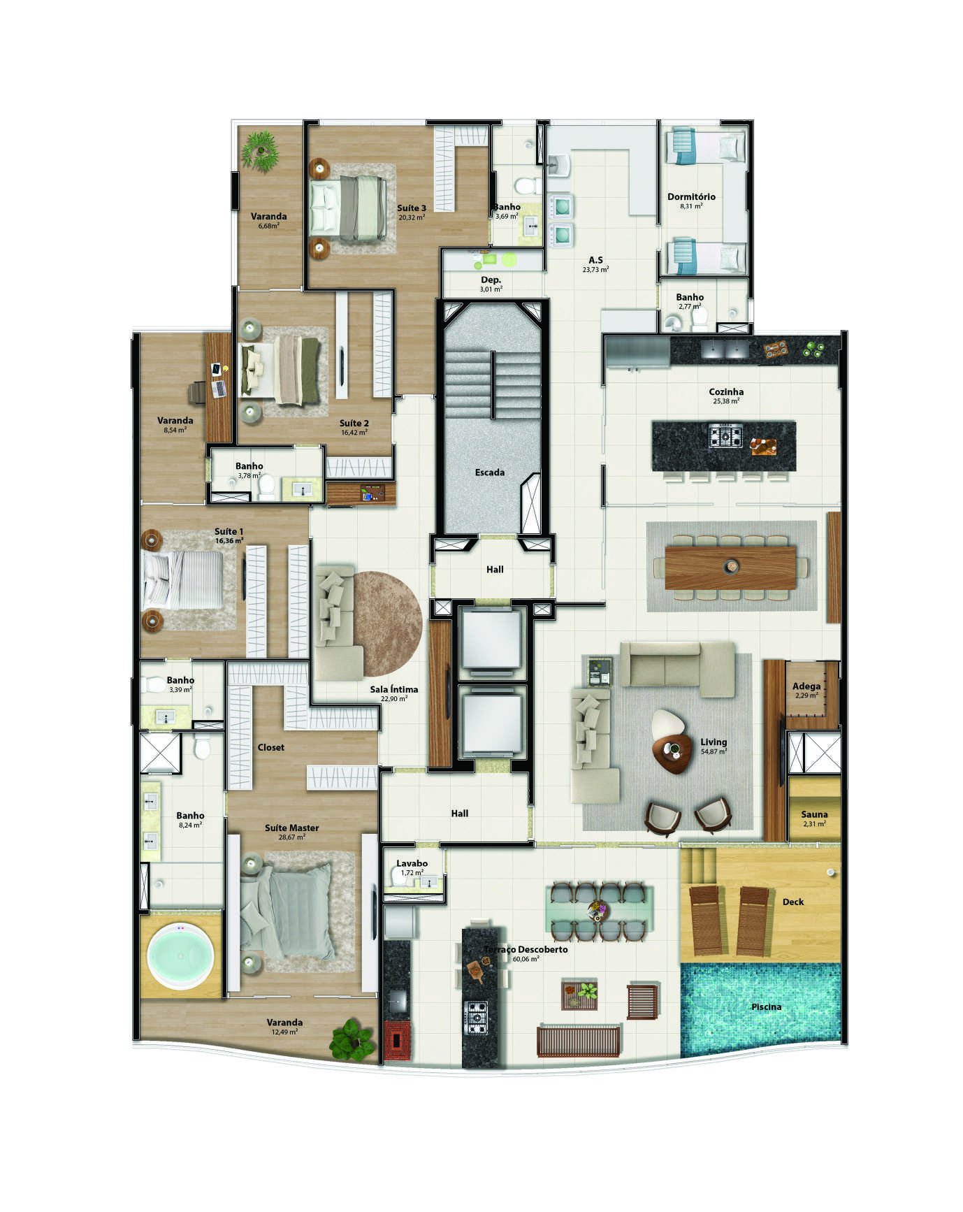 Planta Garden Duplex Píer 01 — Praia Parque Shopping