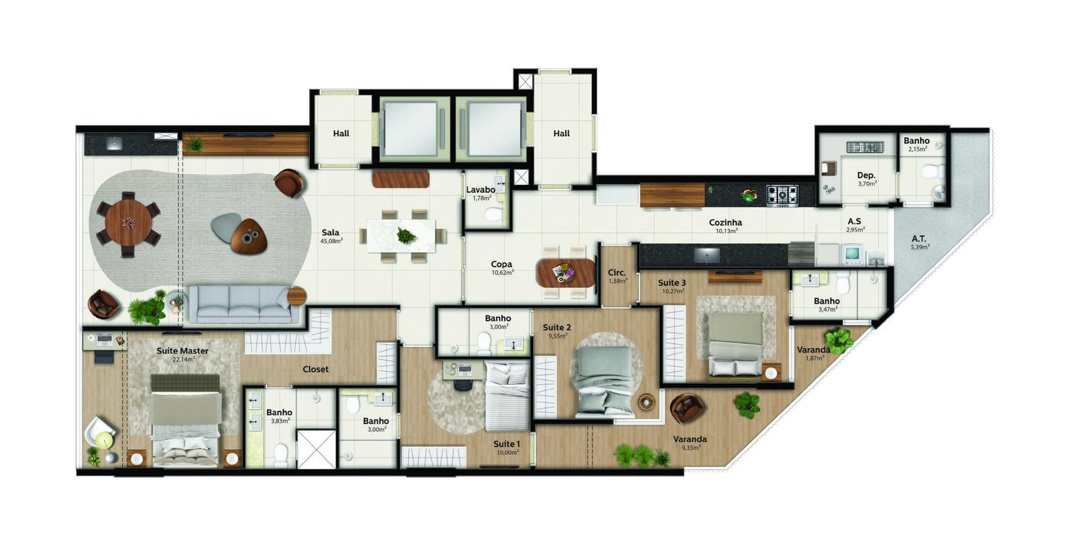 Planta Garden Duplex Canto 02 — Praia Parque Shopping