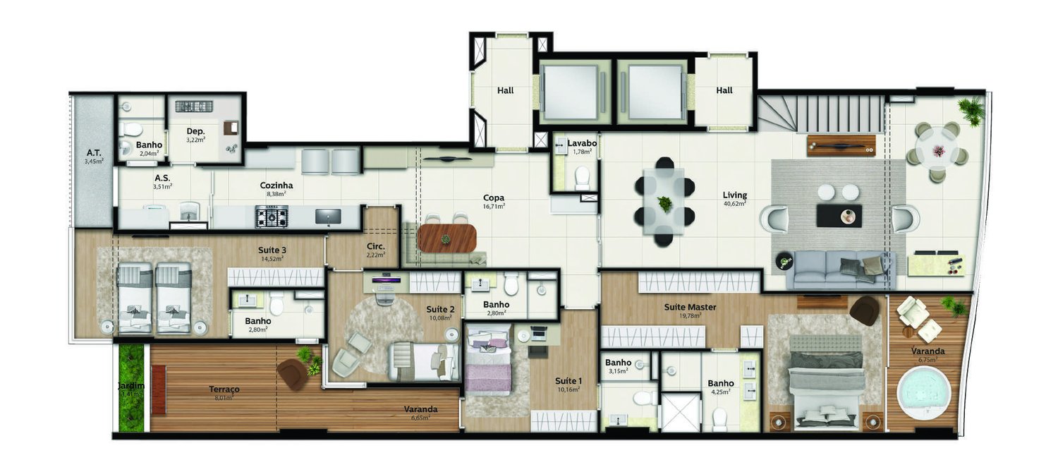 Planta Garden Duplex Píer 02 — Praia Parque Shopping