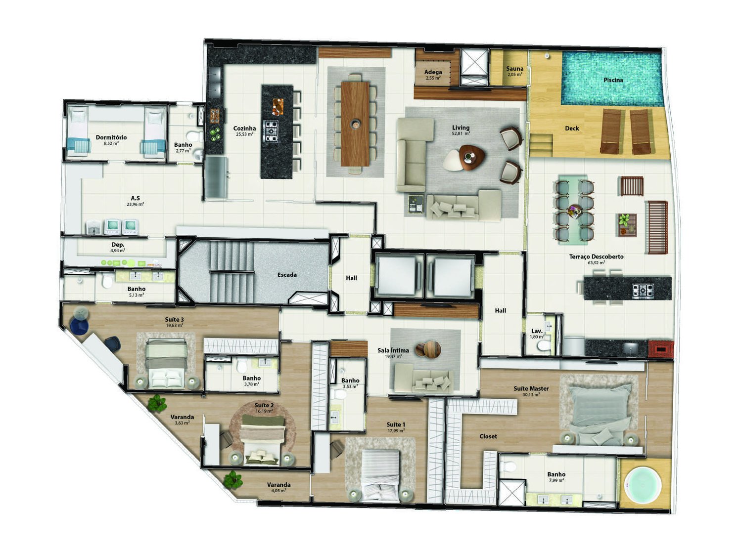 Planta Garden Duplex Prainha 01 — Praia Parque Shopping