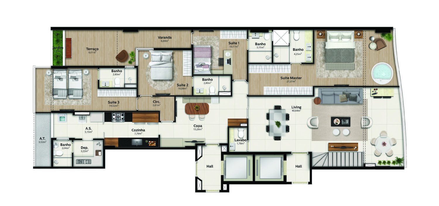 Planta Garden Duplex Prainha 02 — Praia Parque Shopping