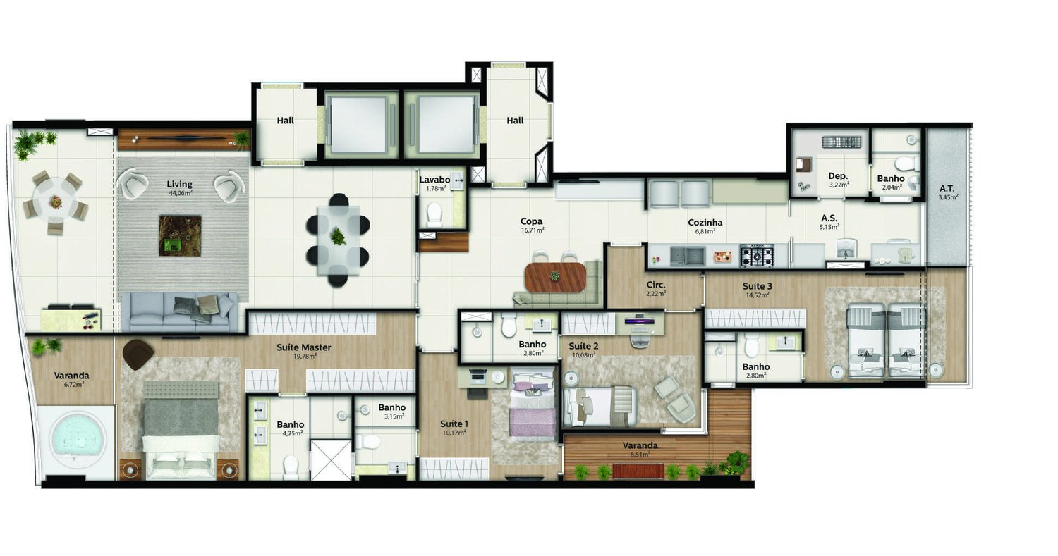 Planta Garden Duplex Ilha 01 — Praia Parque Shopping