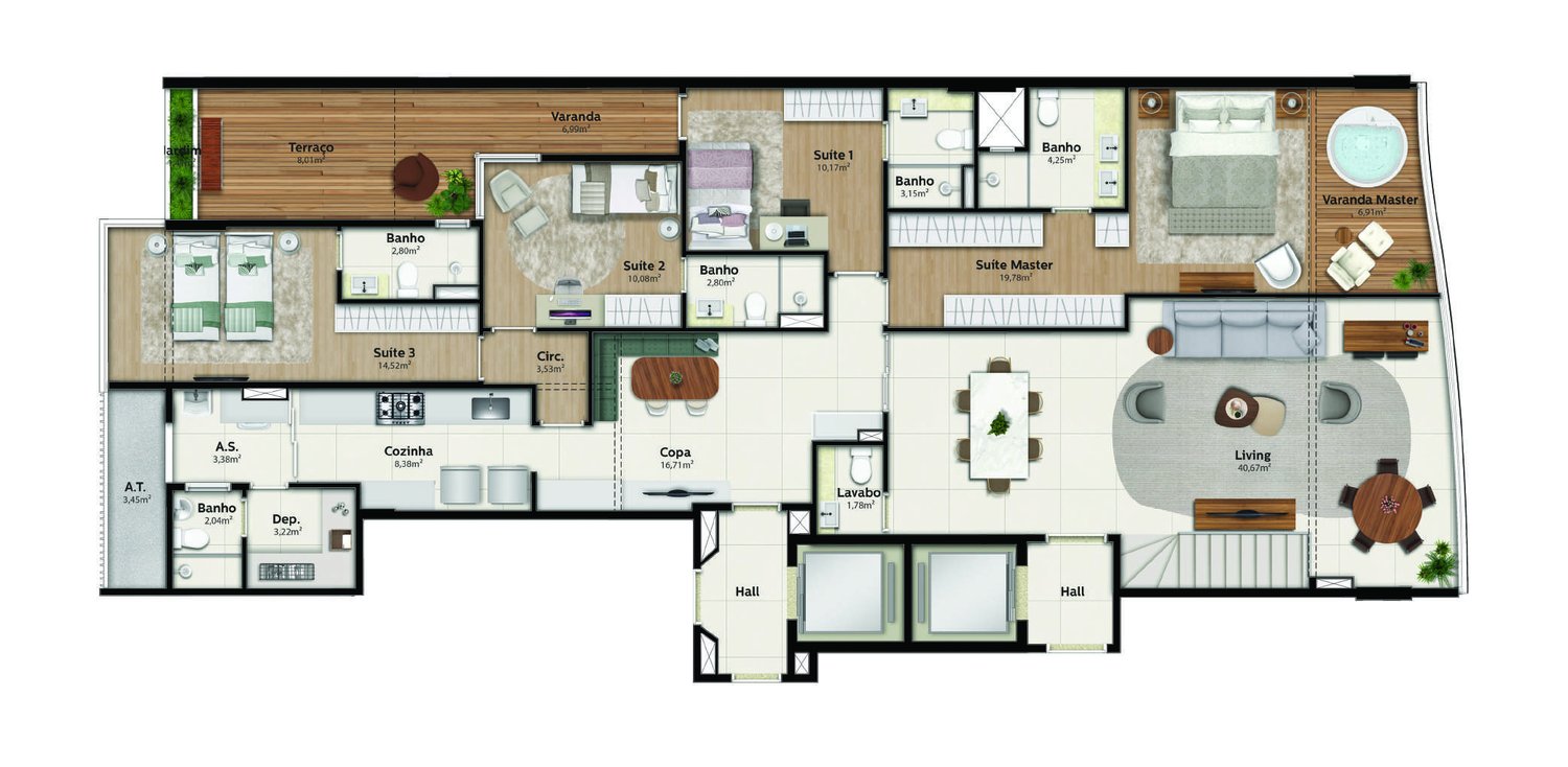 Planta Garden Duplex Ilha 02 — Praia Parque Shopping