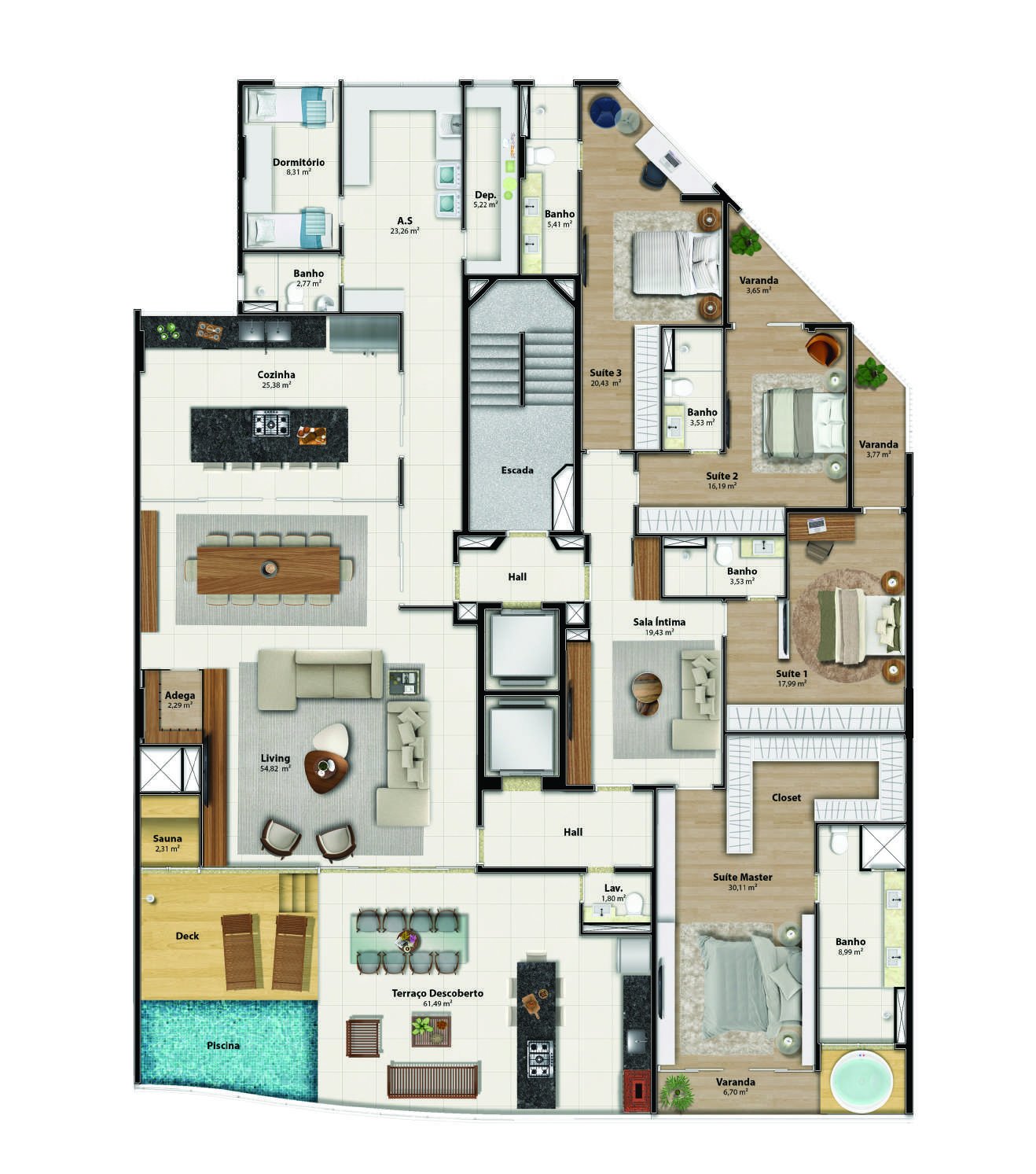 Planta Cobertura Enseada — Praia Parque Shopping