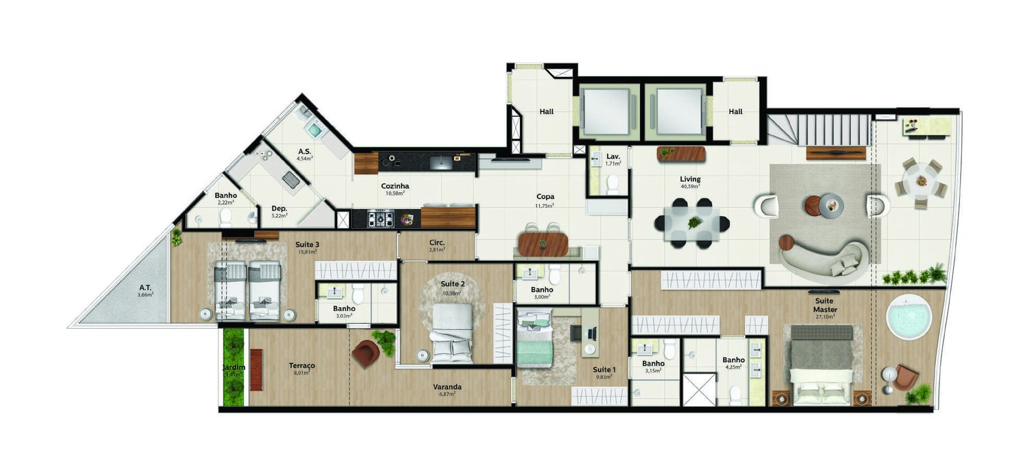 Planta Cobertura Prainha — Praia Parque Shopping