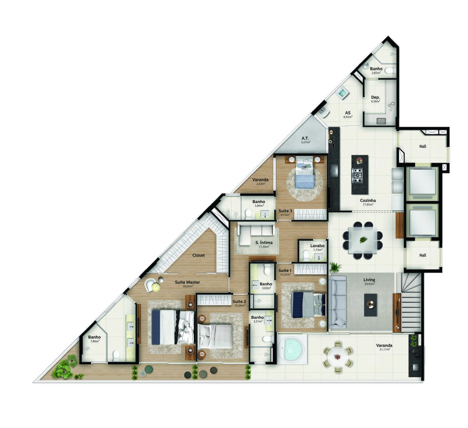 Planta Cobertura Canto — Praia Parque Shopping