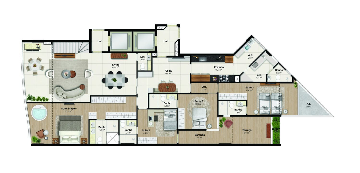 Planta Garden Duplex Suá 02 — Praia Parque Shopping