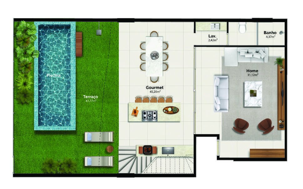 Planta Garden Duplex Enseada 02 — Praia Parque Shopping