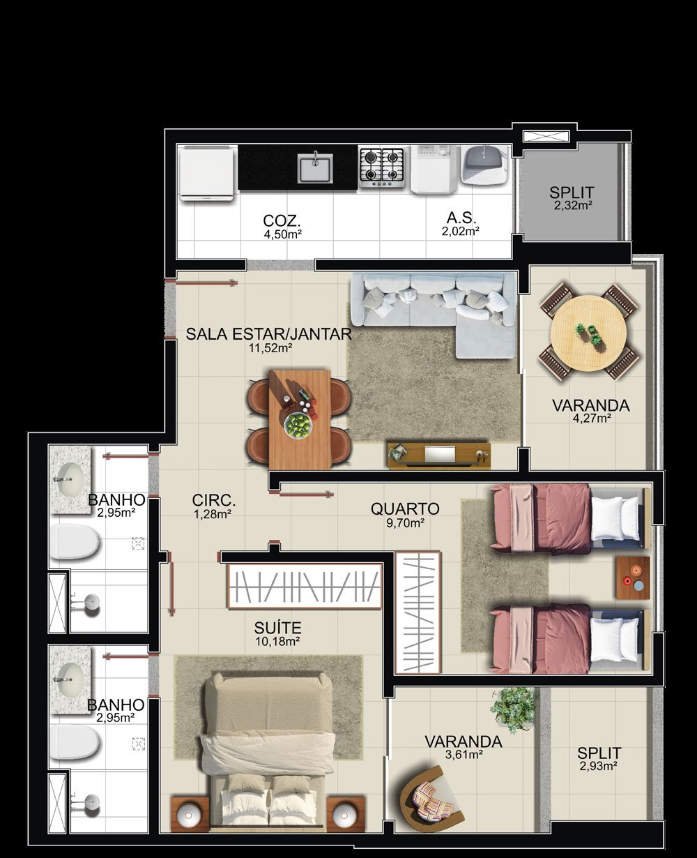 Planta Apartamento — Rosa Memelli