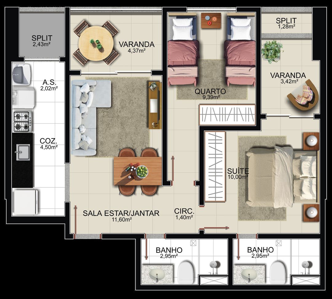 Planta Apartamento — Rosa Memelli