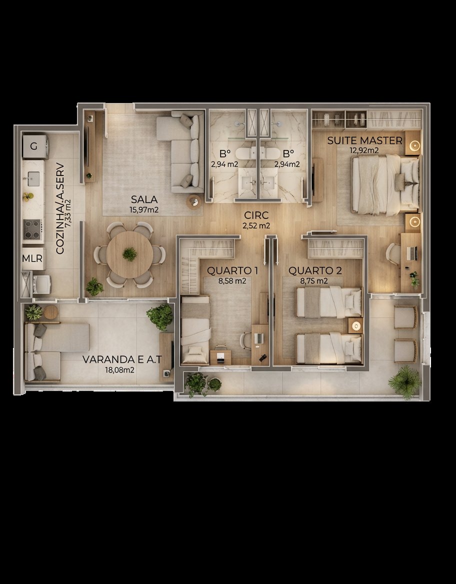 Planta 3 Quartos — Showa Nature Living