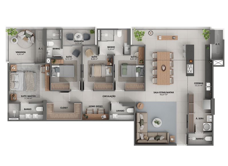 Planta 4 Quartos — Showa Nature Living