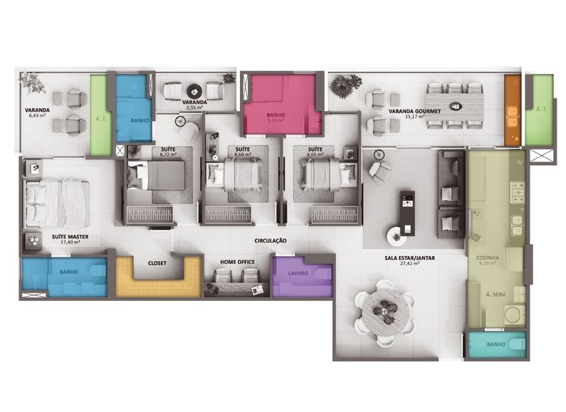 Planta 4 Quartos — Showa Nature Living