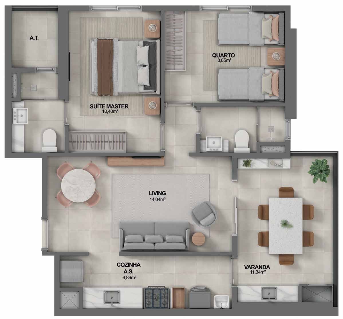 Planta 2 Quartos — Youniverse