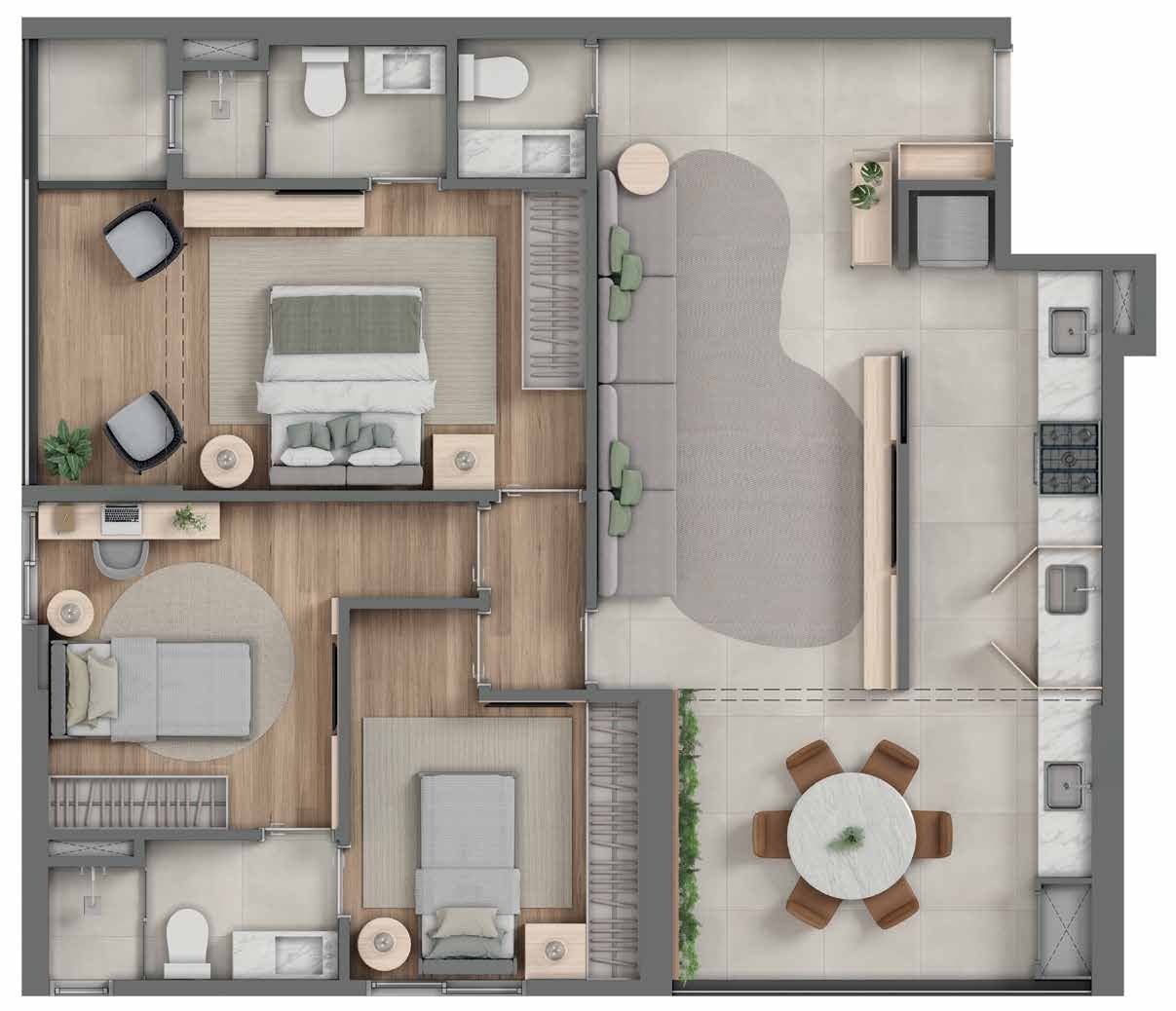 Planta 3 Quartos — Youniverse