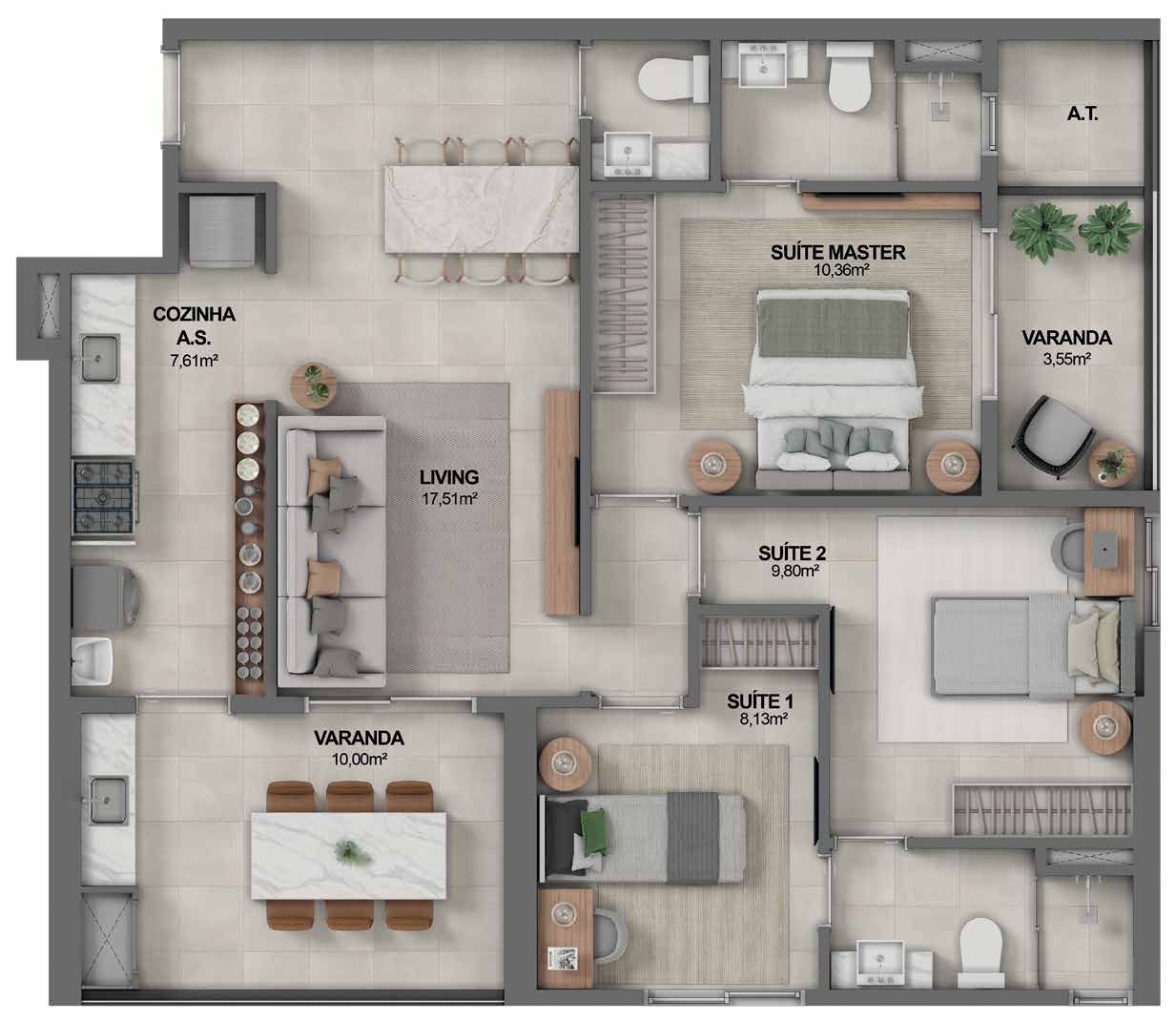 Planta 3 Quartos — Youniverse