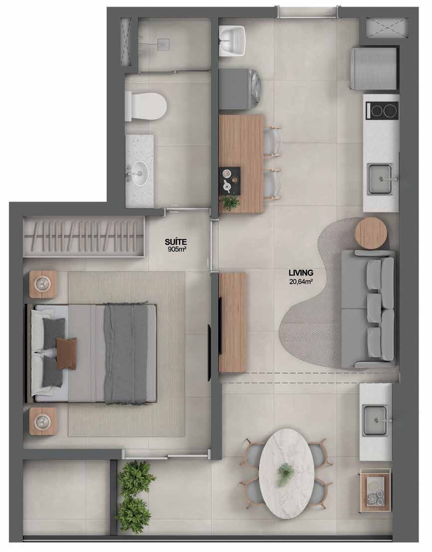 Planta Suíte + Living — Youniverse