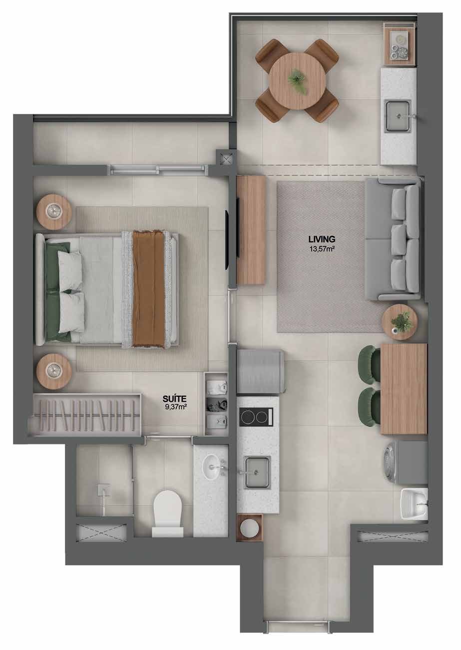 Planta Suíte + Living — Youniverse