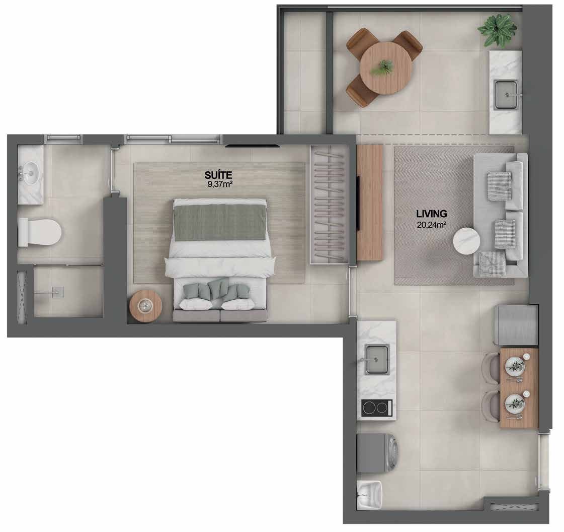 Planta Suíte + Living — Youniverse