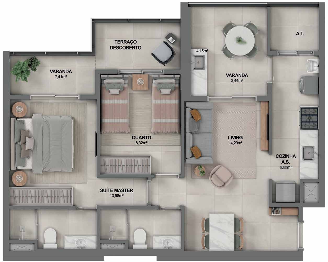 Planta Terraço Descoberto — Youniverse